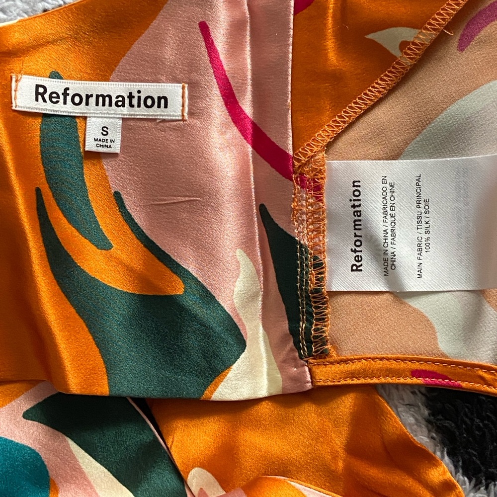 Reformation Elektra Eros Orange 100% silk set NWT - Picture 5 of 13